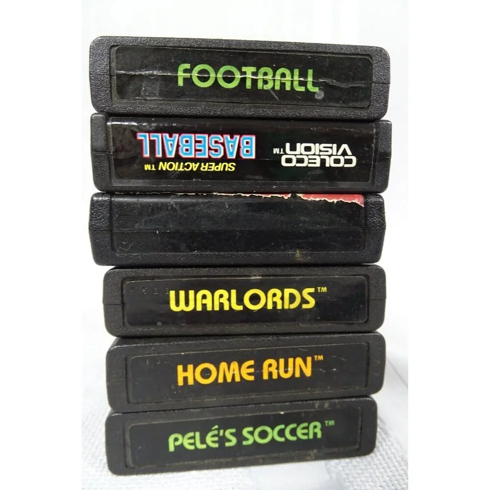 Atari Games Lot of 6 Home Run Warlords Peles Soccer Baseball River Raid Football
